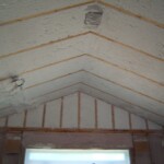 spider applied to sloped ceiling area over-head after foam